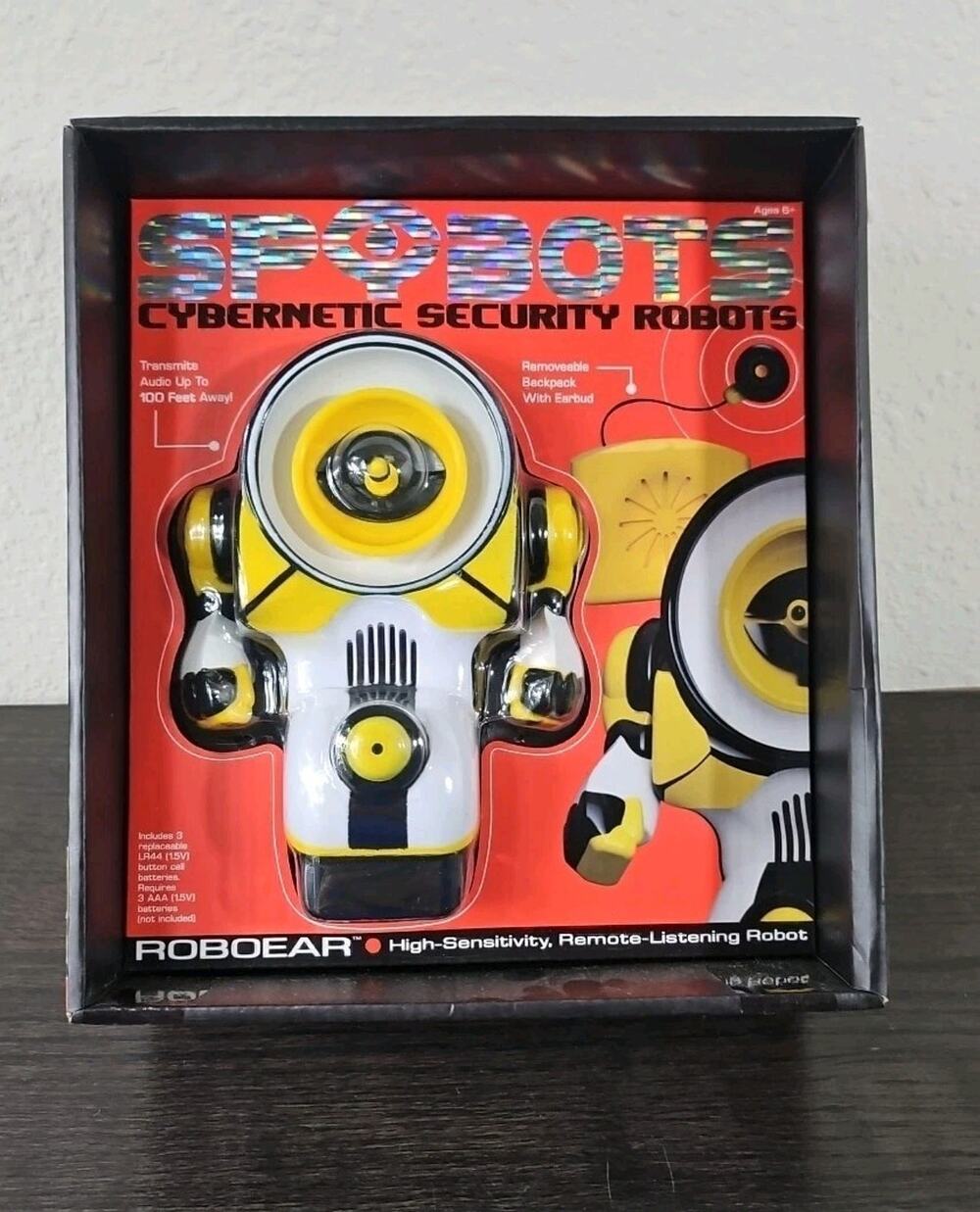 SPYBOTS Cybernetic Security Robot Robitic Camera Yellow Transmits 100 Feet